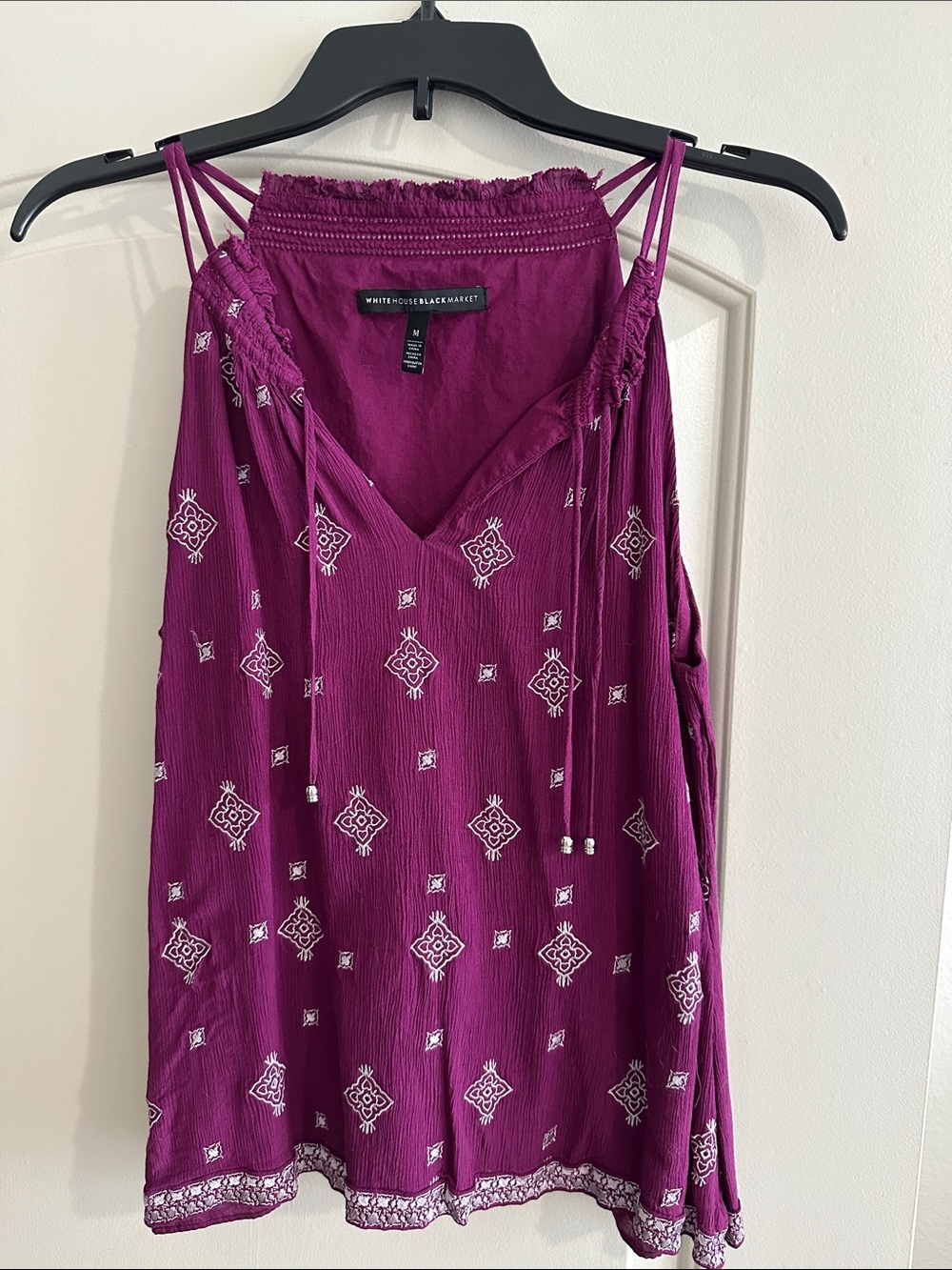 White House Black Market Plum Printed Spaghetti-Strap Camisole